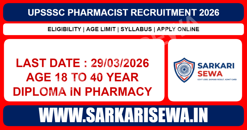 UPSSSC Pharmacist 2026 Online Form